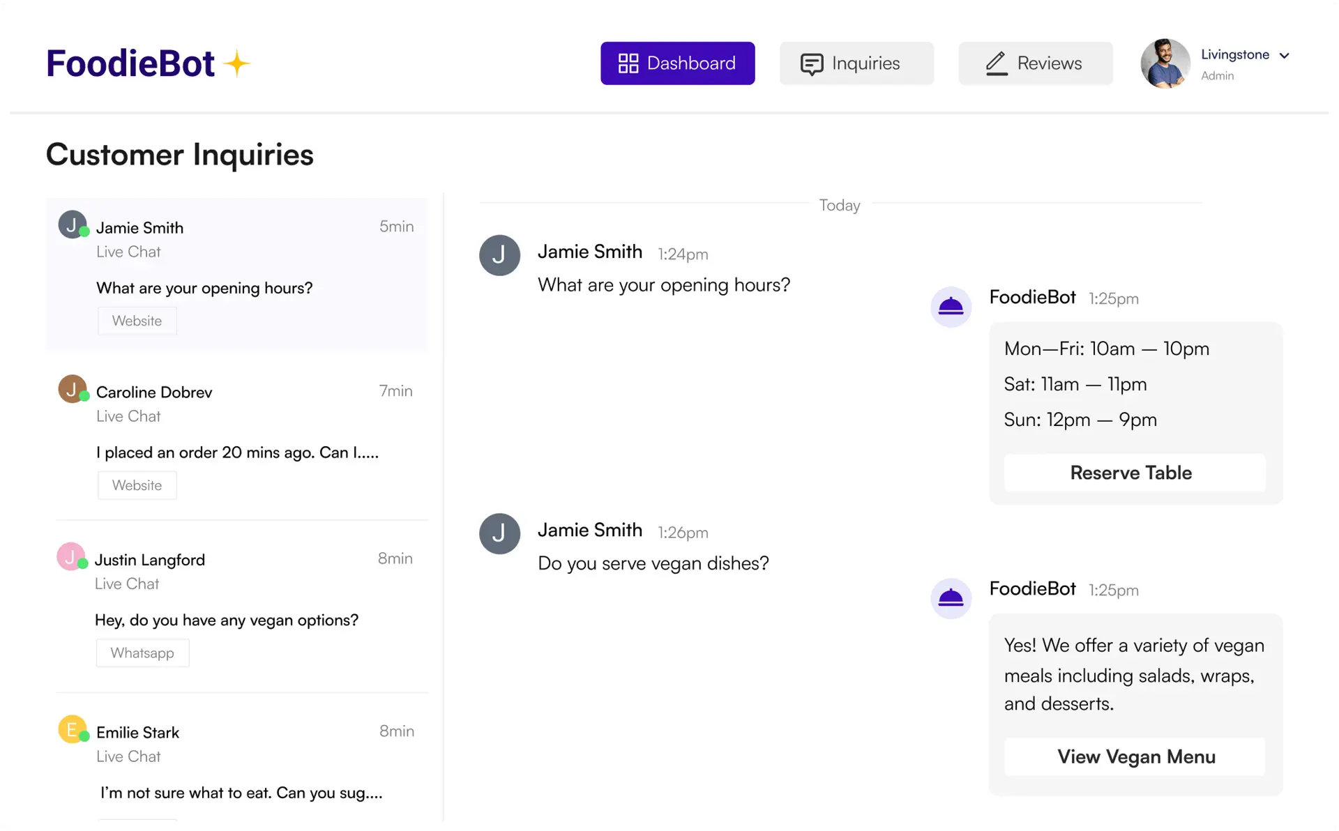 AI restaurant chatbot