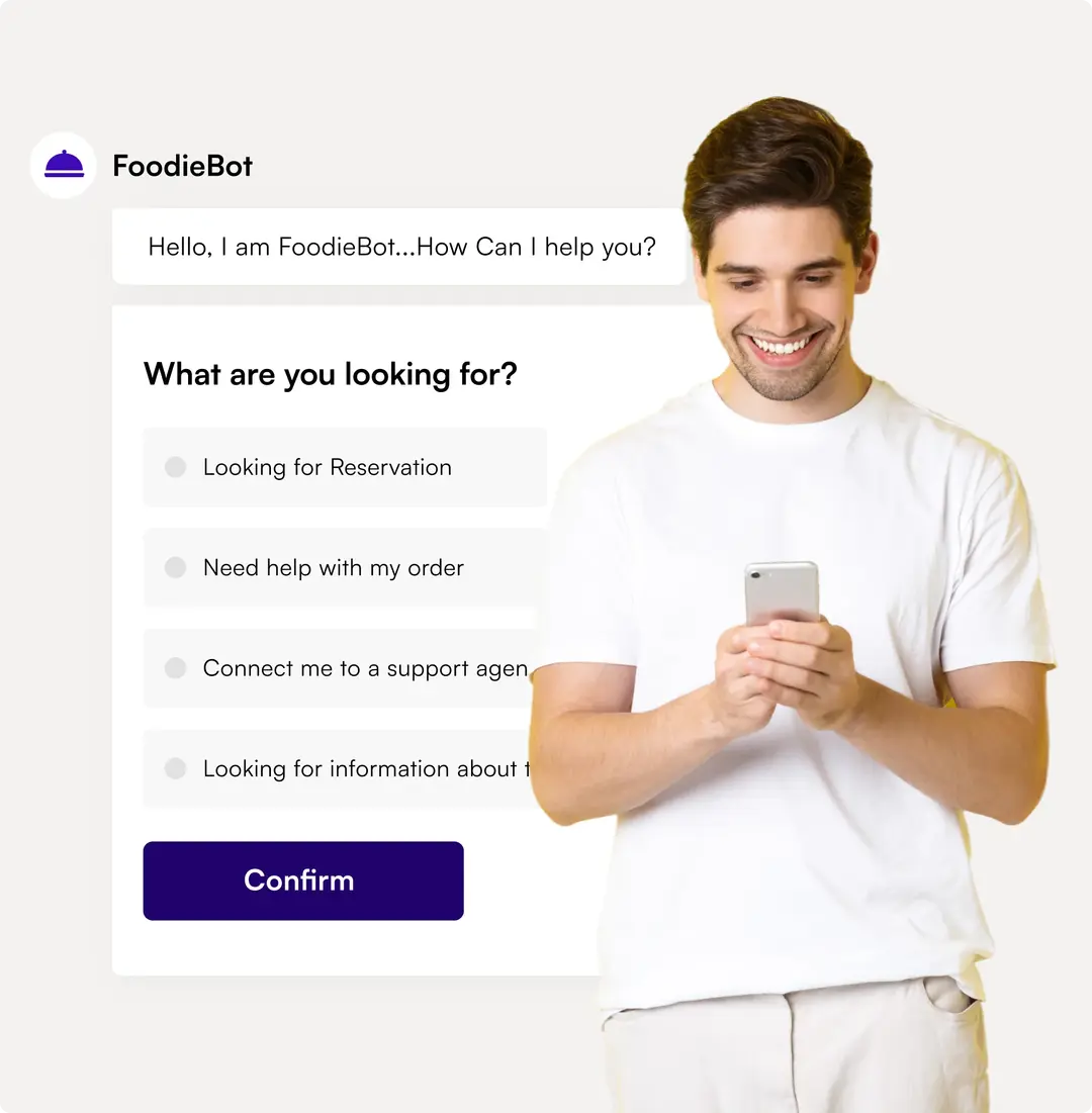 Person using AI Restaurant Chatbot