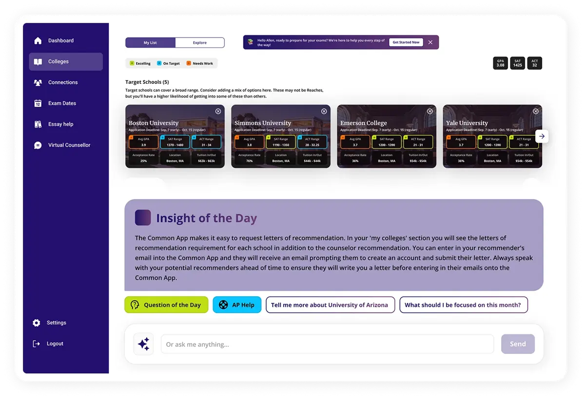 Virtual AI College Counsellor