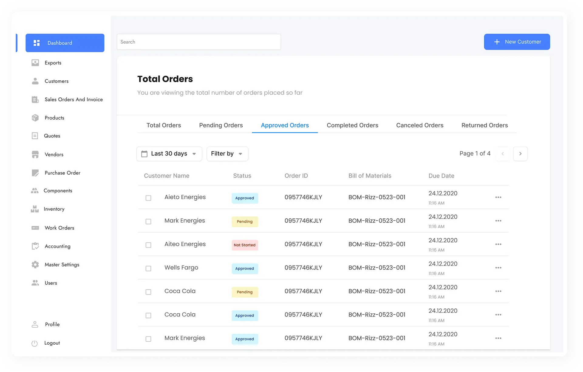 ERP Software Dashboard