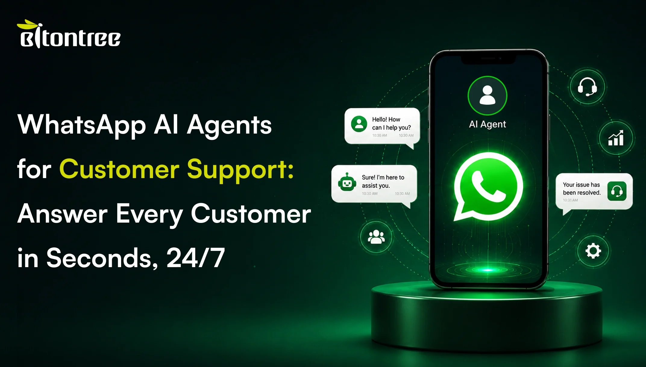 WhatsApp AI agent resolving a customer support conversation
